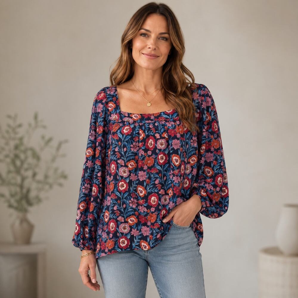 Vineyard Vines Tisbury Floral Square Neck Top NWT Size 2X